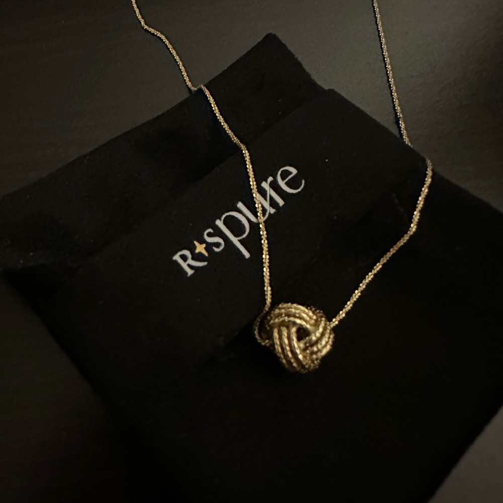 Italian 14kt Yellow Gold Textured Love Knot Pendant Necklace